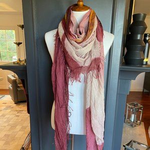 Chan Luu Artist Series Hibiscus Cashmere Silk Scarf  Color: Tawny Port